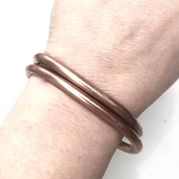 2 Pure Solid Copper Heavy Copper Cuff Bracelets - Picture 6 of 8